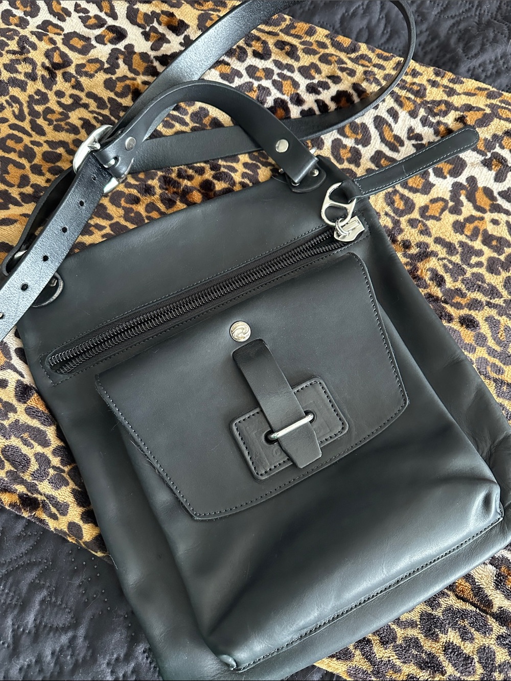 JMB Leather Canada Black Leather Crossbody Bag